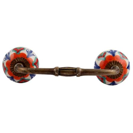 Orange Flower Ceramic Floral Bridge Handle